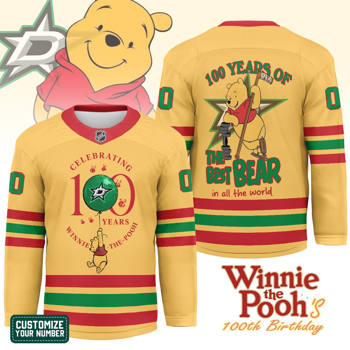 DS x NHL Premium Winnie The Pooh 100th Anniversary Hockey Jersey DDT CTND
