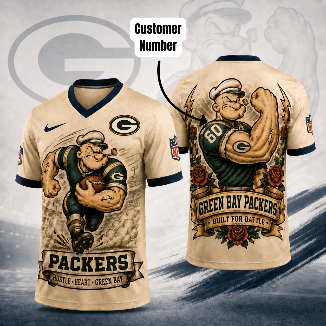 GBP Premium NFL Popeye Vintage Tattoo 3D T-Shirt DDT 050626 HLPHUONG