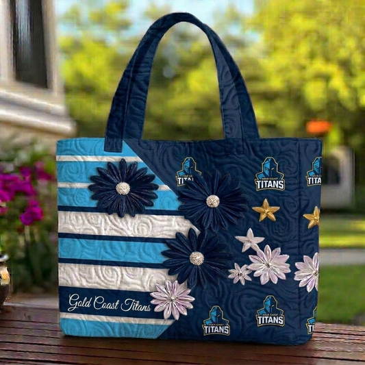 GCT x NRL Flowers Quilted Tote Bag Custom Name Gifts For Fan DDT LBN