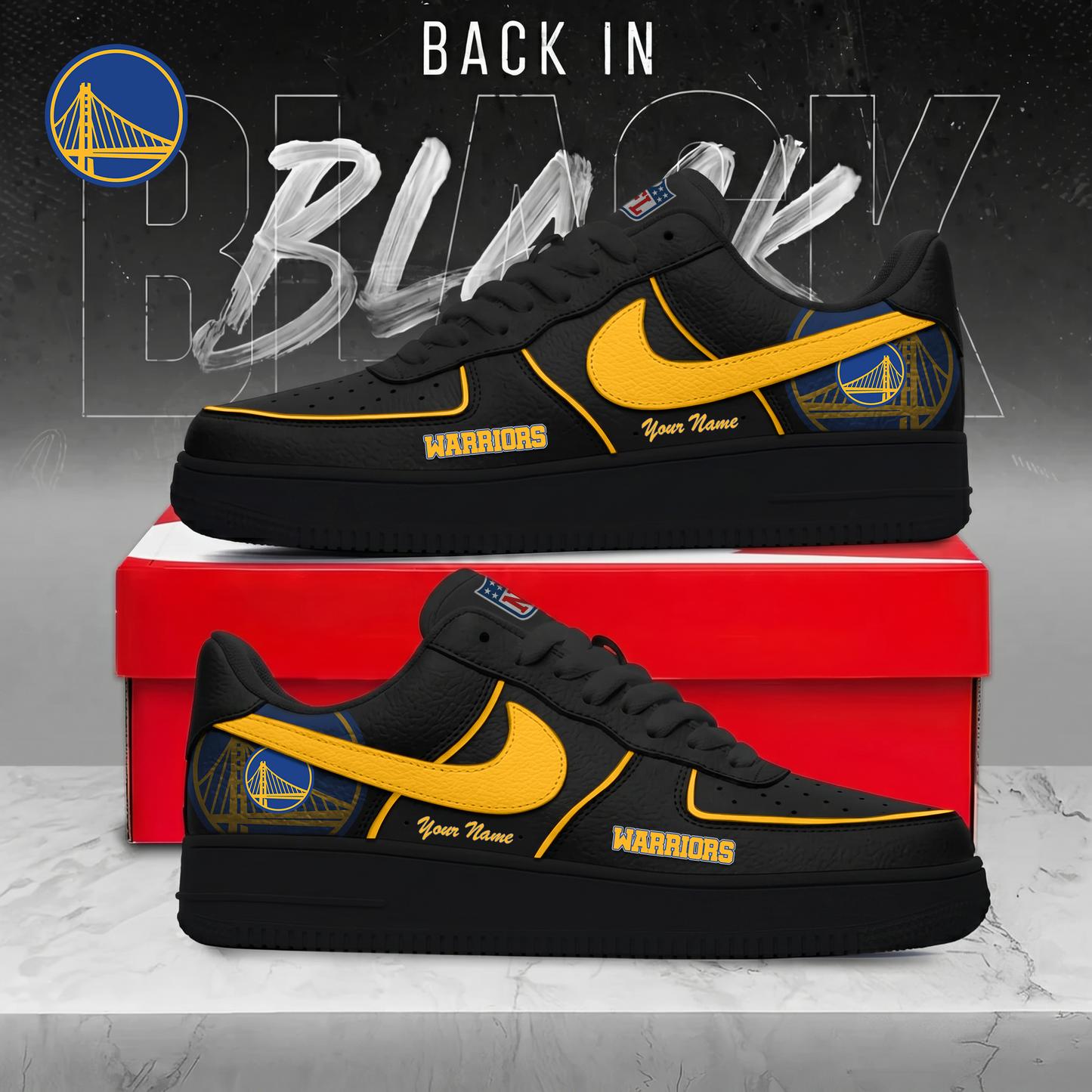 GSW x NBA Back In Black AF1 Sneakers 270626