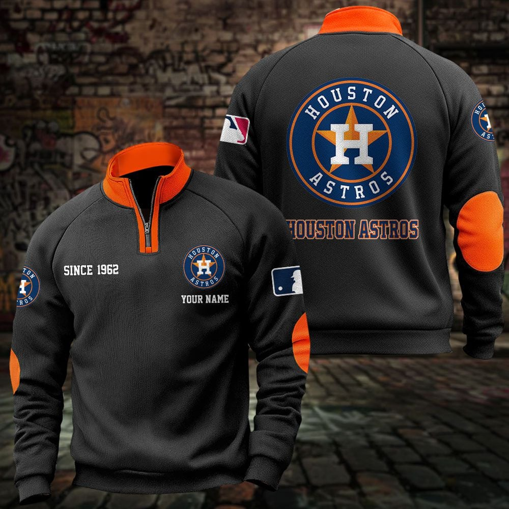 HOU x MLB Sweatshirts Quarter Collared Sweatshirt Pullover DatND DVT