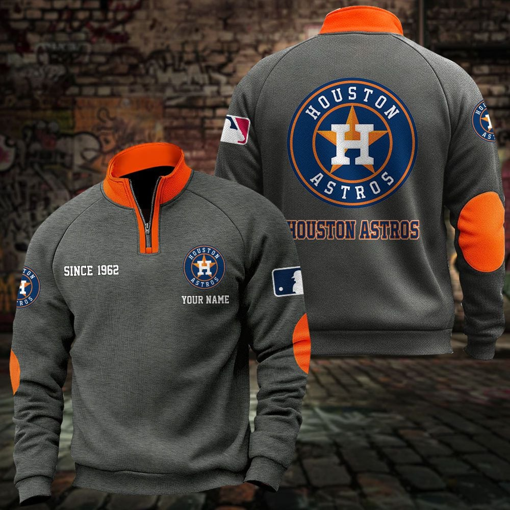 HOU x MLB Sweatshirts Quarter Collared Sweatshirt Pullover DatND DVT
