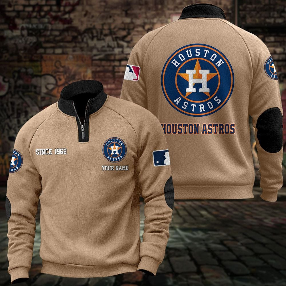 HOU x MLB Sweatshirts Quarter Collared Sweatshirt Pullover DatND DVT