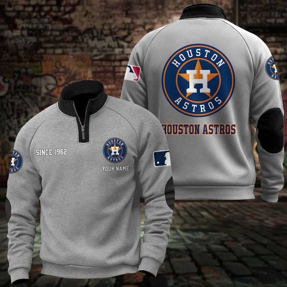 HOU x MLB Sweatshirts Quarter Collared Sweatshirt Pullover DatND DVT