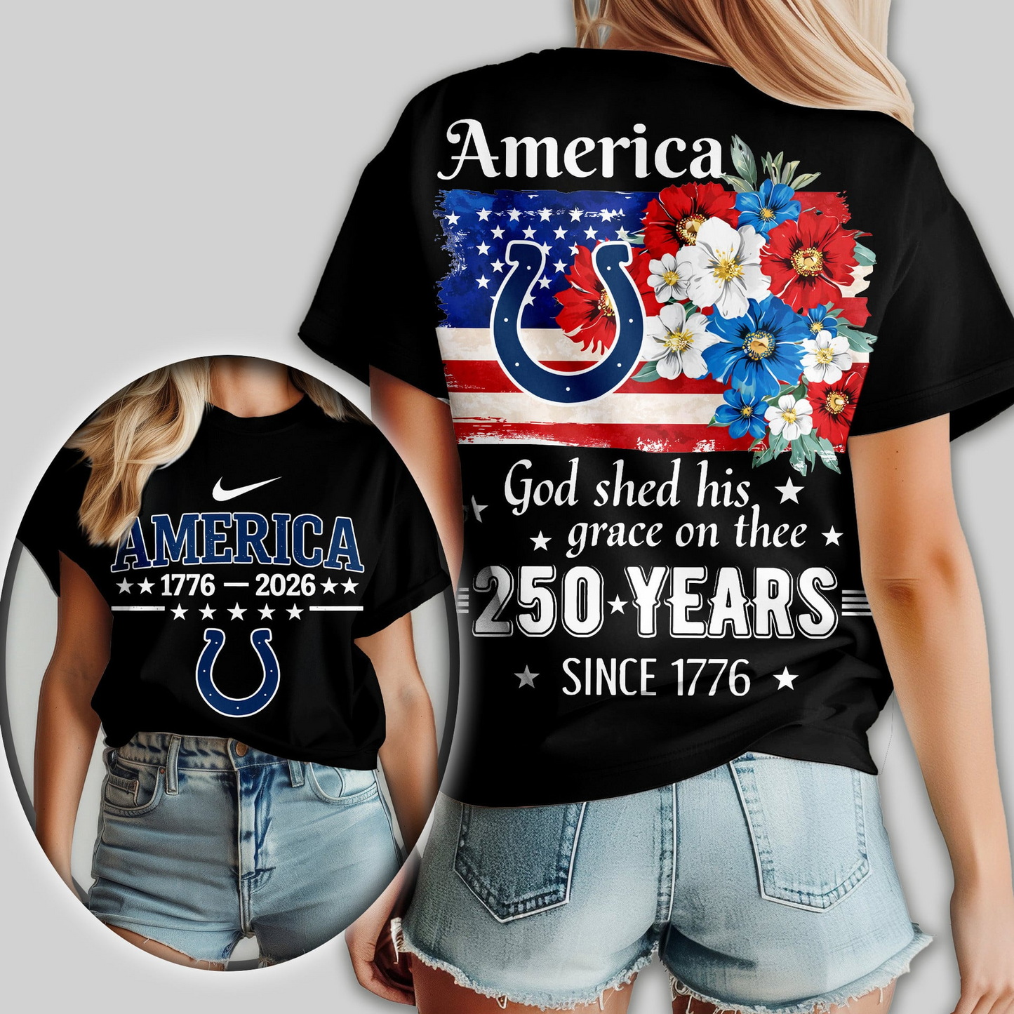 IC Premium NFL America God Shed His Grace On Thee Women Shirt DDT  NTL