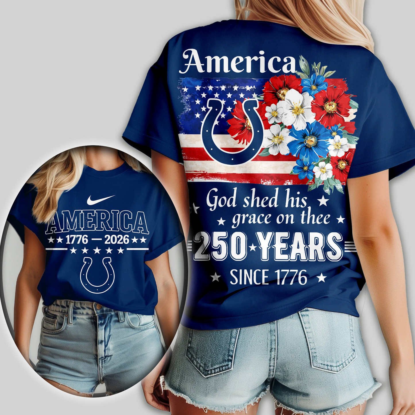 IC Premium NFL America God Shed His Grace On Thee Women Shirt DDT  NTL