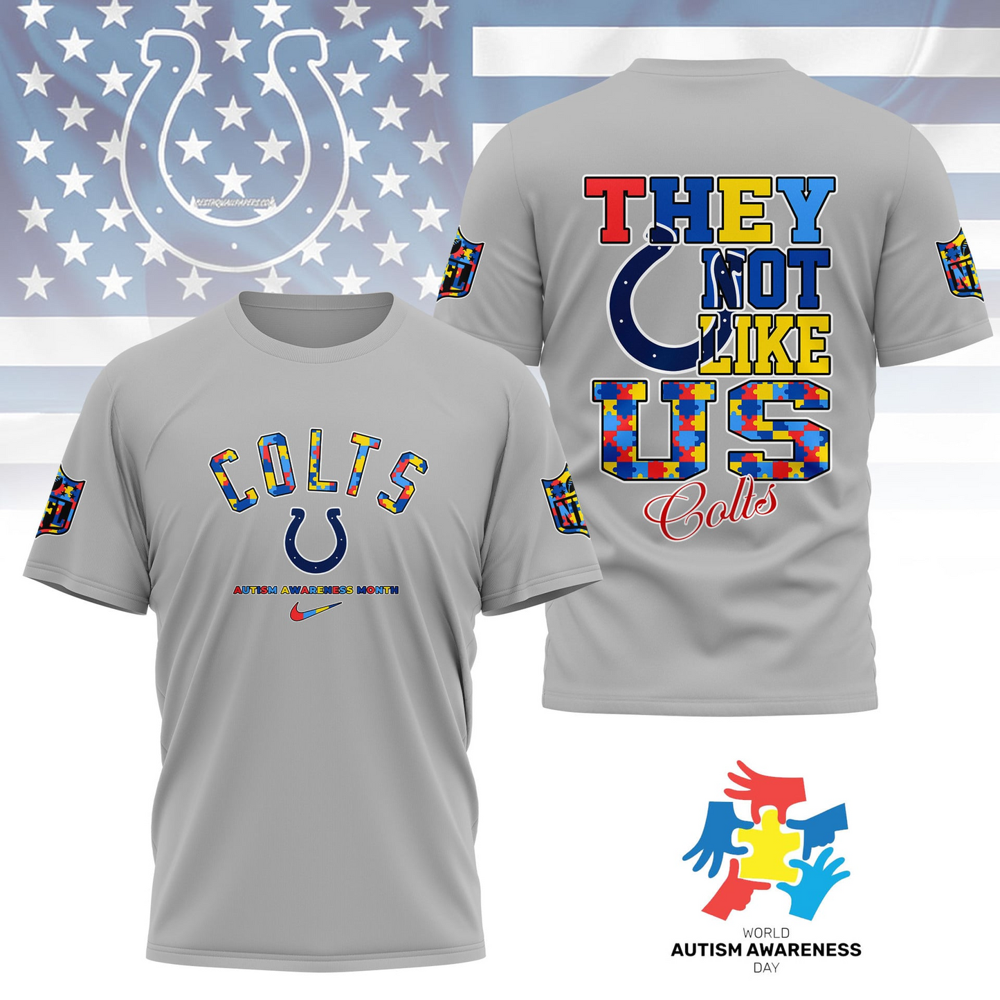 IC Premium NFL Autism Awareness Month 3D Shirt DDT  NTL