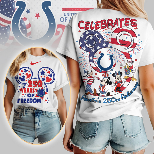 IC Premium NFL Mickey Celebrates America 250th Anniversary Women Shirt DDT NTL