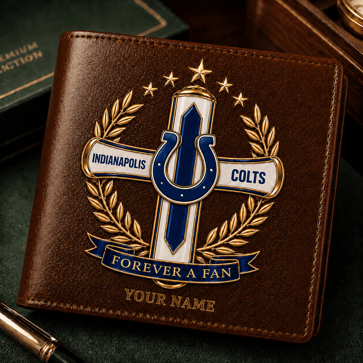 IC x NFL Cross Men Leather Wallet Custom Any Name Gifts 220626