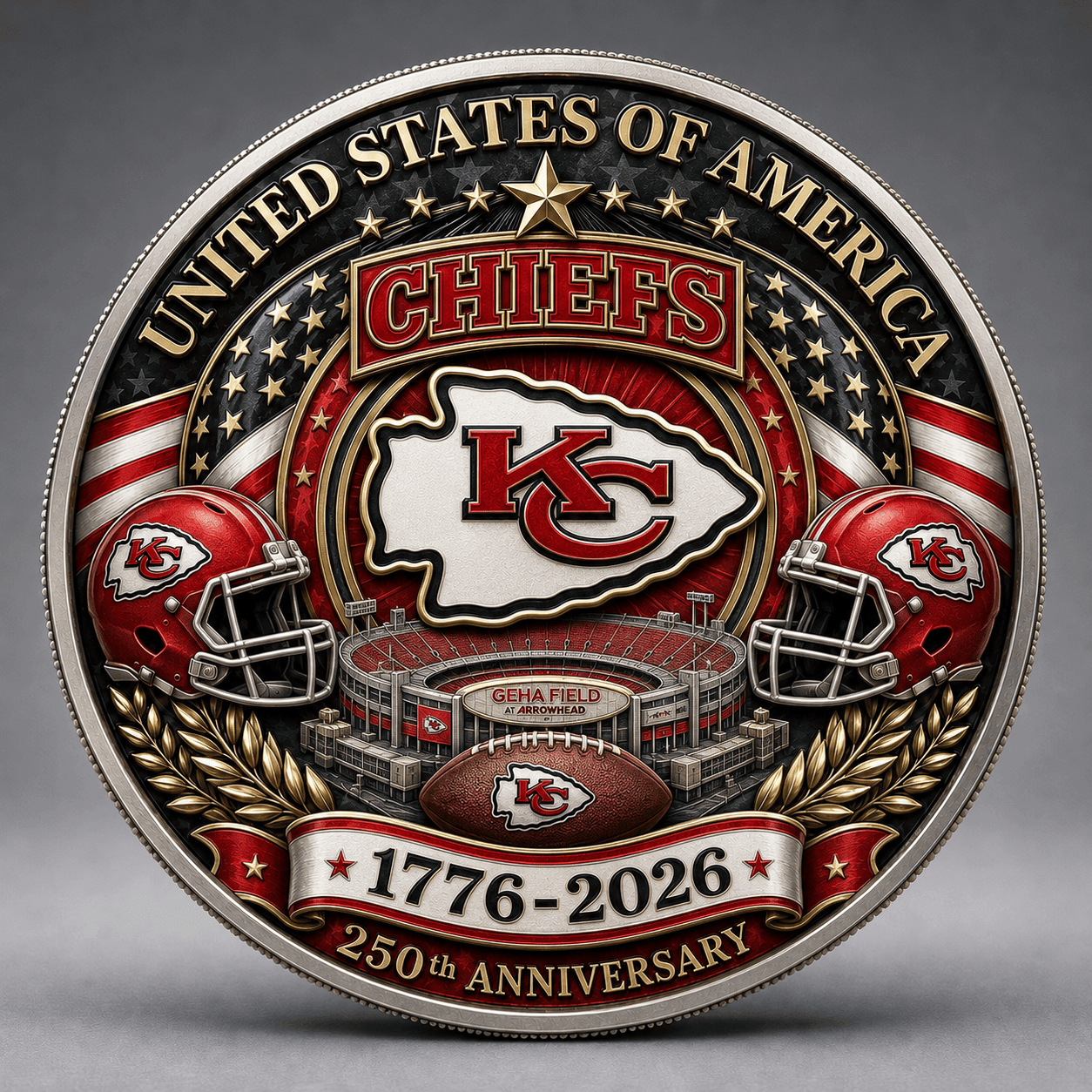 KCC Premium NFL 250 Years Of Freedom Commemorative Coin DDT 090626 NTL