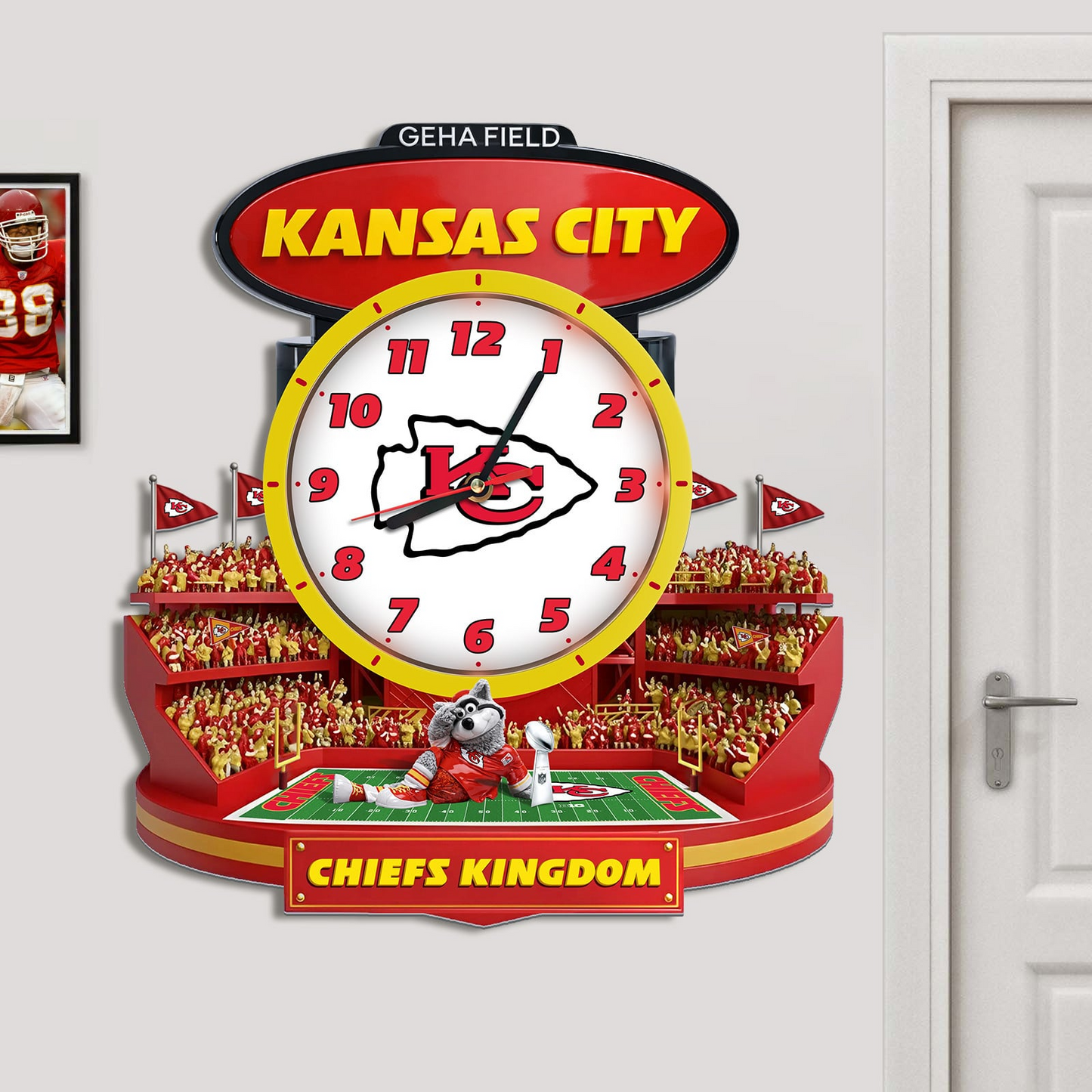 KCC x NFL Stadium Decorative 3D Visual Effect Acrylic Wall Clock DDT CTND