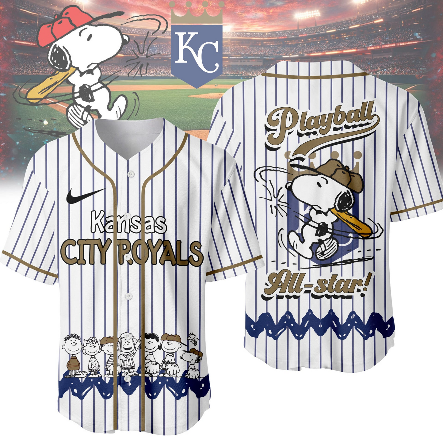 KCR x Premium MLB Snoopy Playball Jersey DDT NTL
