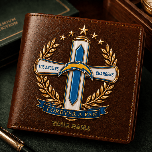LAC x NFL Cross Men Leather Wallet Custom Any Name Gifts 220626