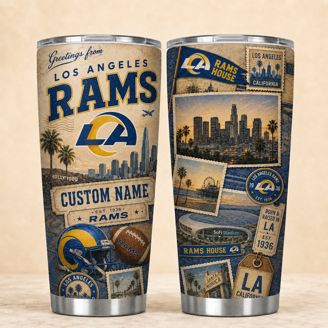 LAR Personalized Premium NFL Classic Tumbler 190626