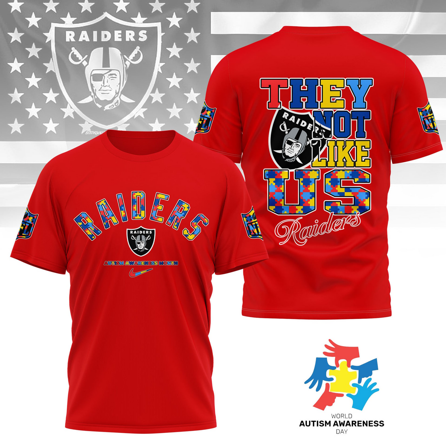 LVR Premium NFL Autism Awareness Month 3D Shirt DDT  NTL