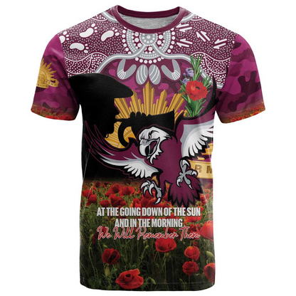 MAN x NRL Rugby ANZAC Day Women V-Neck T-Shirt Last Post Poppy We Will Remember Them DatND DVT