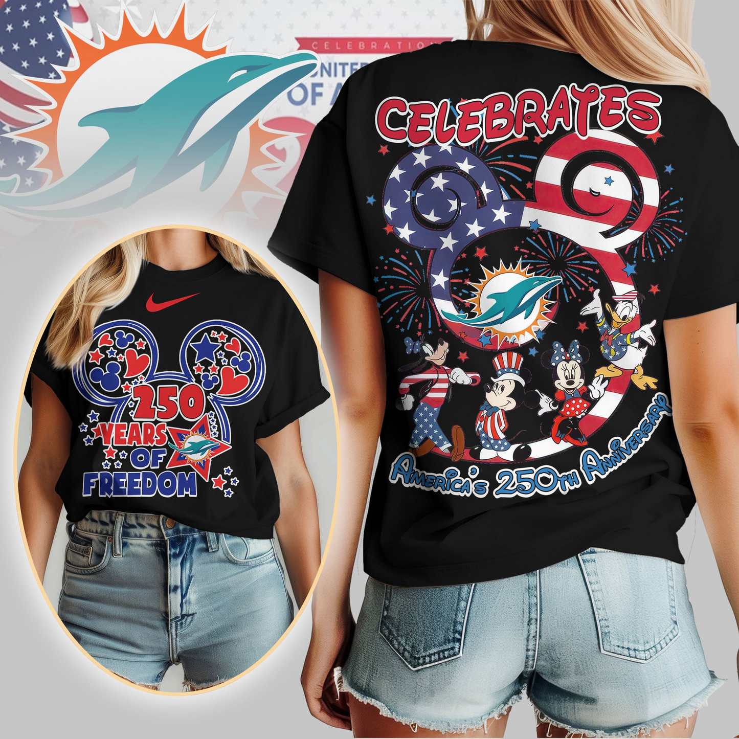 MD Premium NFL Mickey Celebrates America 250th Anniversary Women Shirt DDT NTL