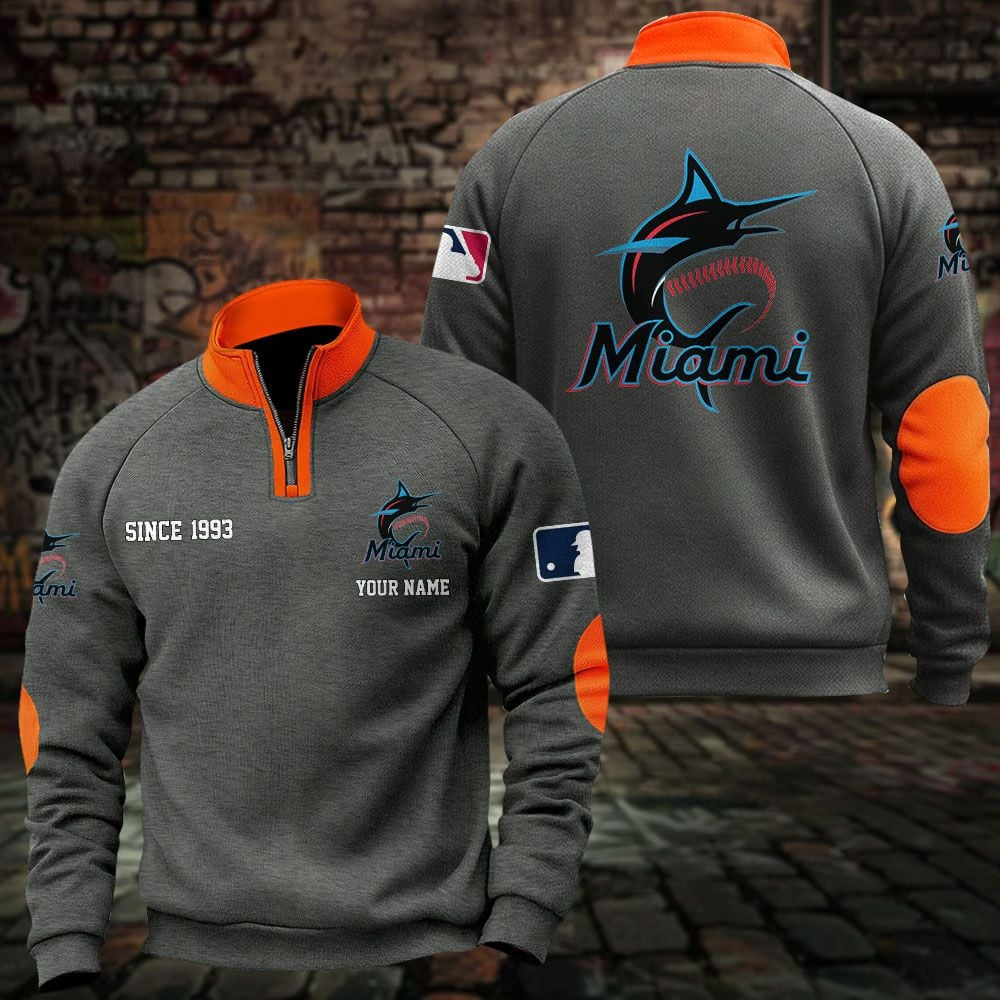 MIA x MLB Sweatshirts Quarter Collared Sweatshirt Pullover DatND DVT