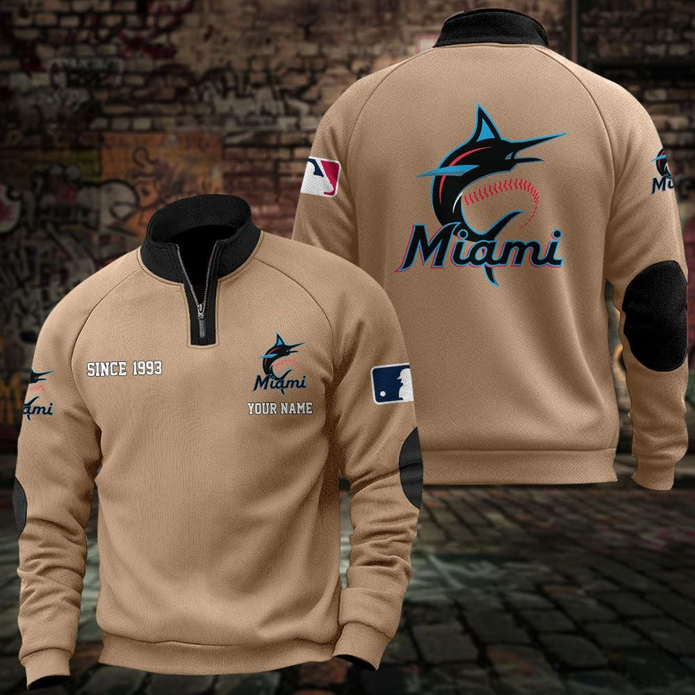 MIA x MLB Sweatshirts Quarter Collared Sweatshirt Pullover DatND DVT