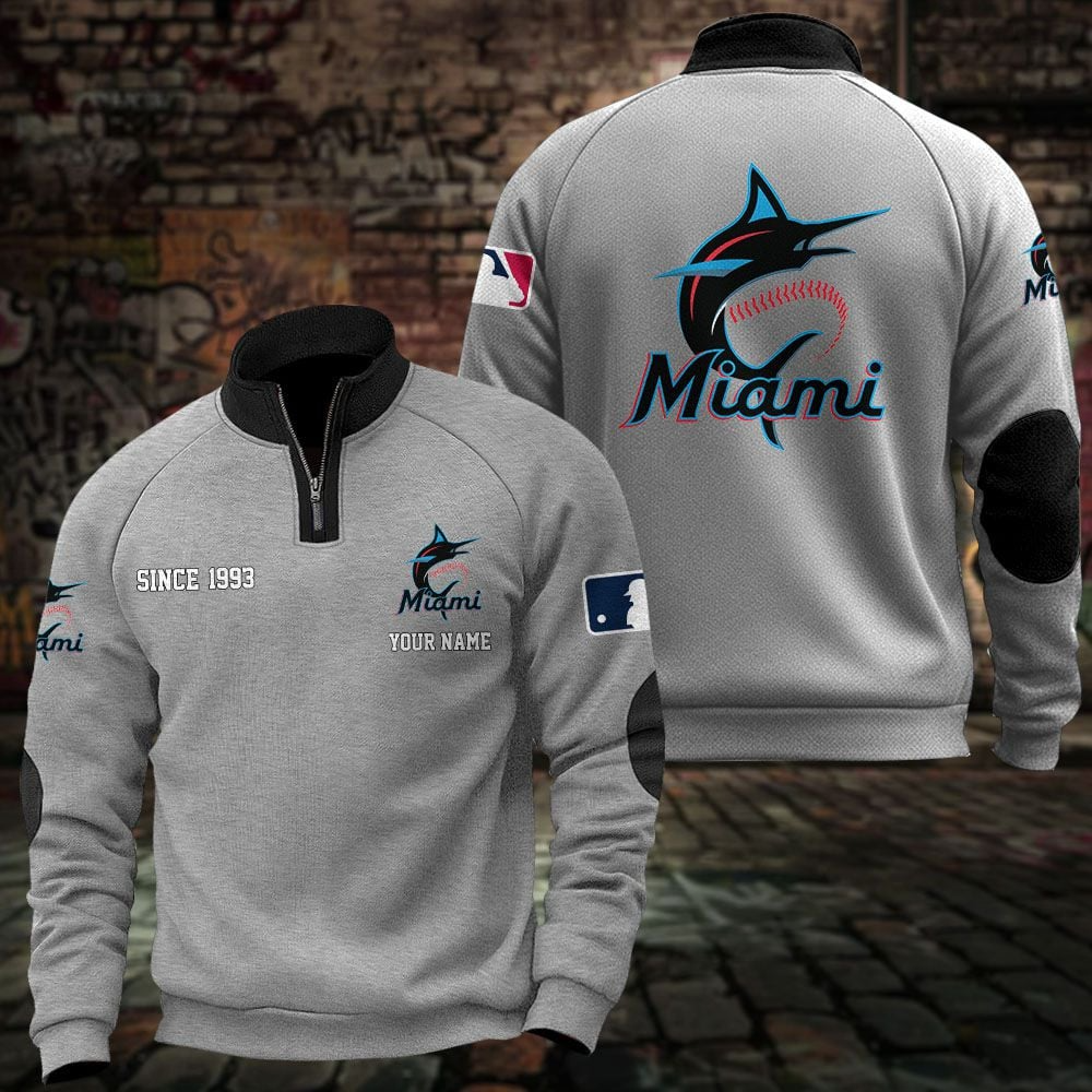MIA x MLB Sweatshirts Quarter Collared Sweatshirt Pullover DatND DVT
