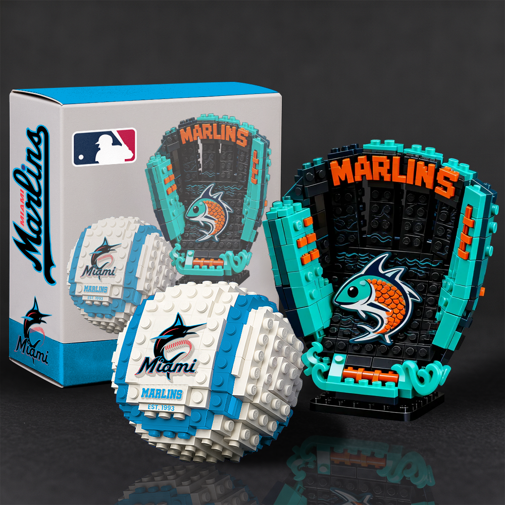 MIA x MLB Teams Baseball Glove & Ball Building Block Set TT TL