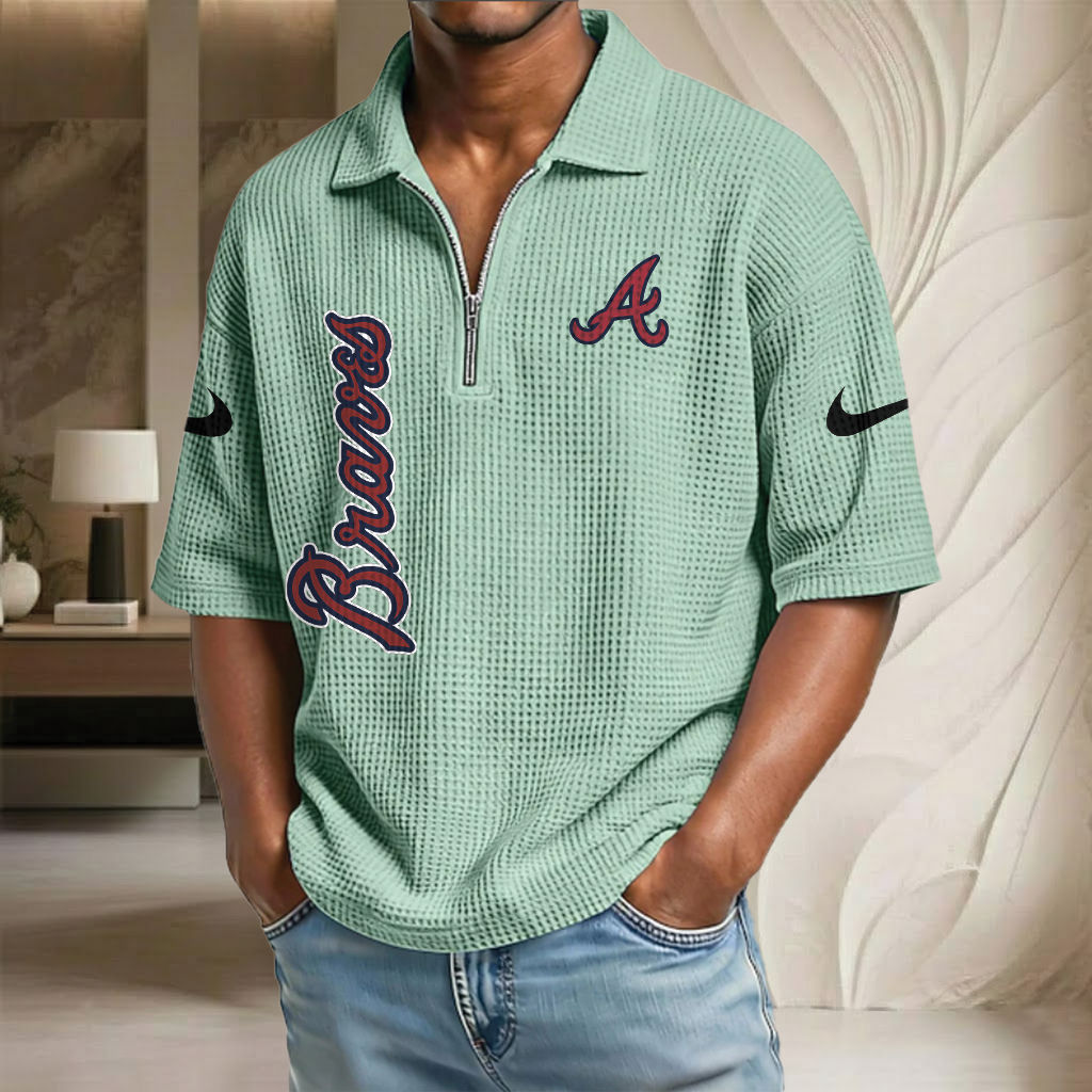 MLB x AB Waffle Half-Zip Polo Shirt HLP 070326 HLPHUONG