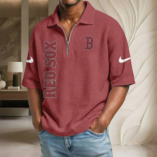 MLB x BRS Waffle Half-Zip Polo Shirt HLP 070326 HLPHUONG