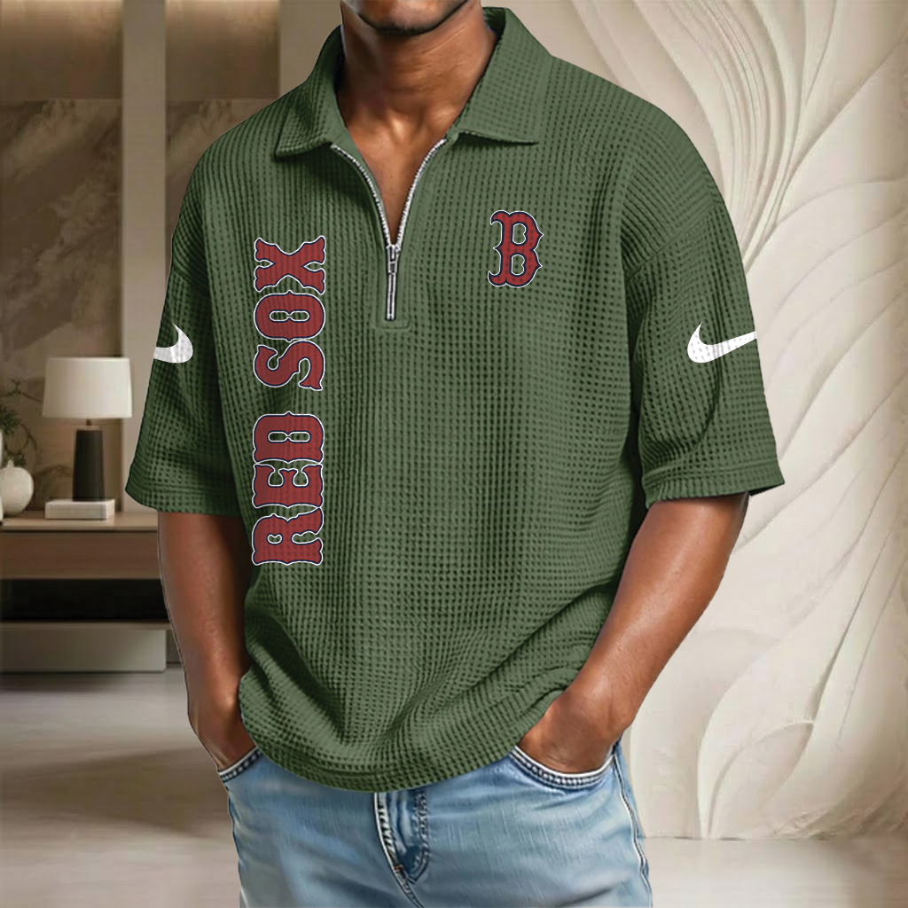 MLB x BRS Waffle Half-Zip Polo Shirt HLP 070326 HLPHUONG