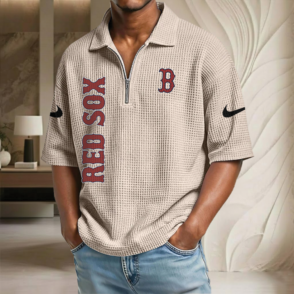 MLB x BRS Waffle Half-Zip Polo Shirt HLP 070326 HLPHUONG