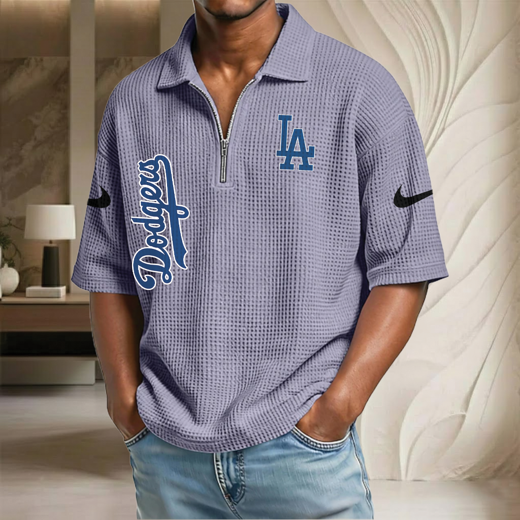 MLB x LAD Waffle Half-Zip Polo Shirt HLP 070326 HLPHUONG