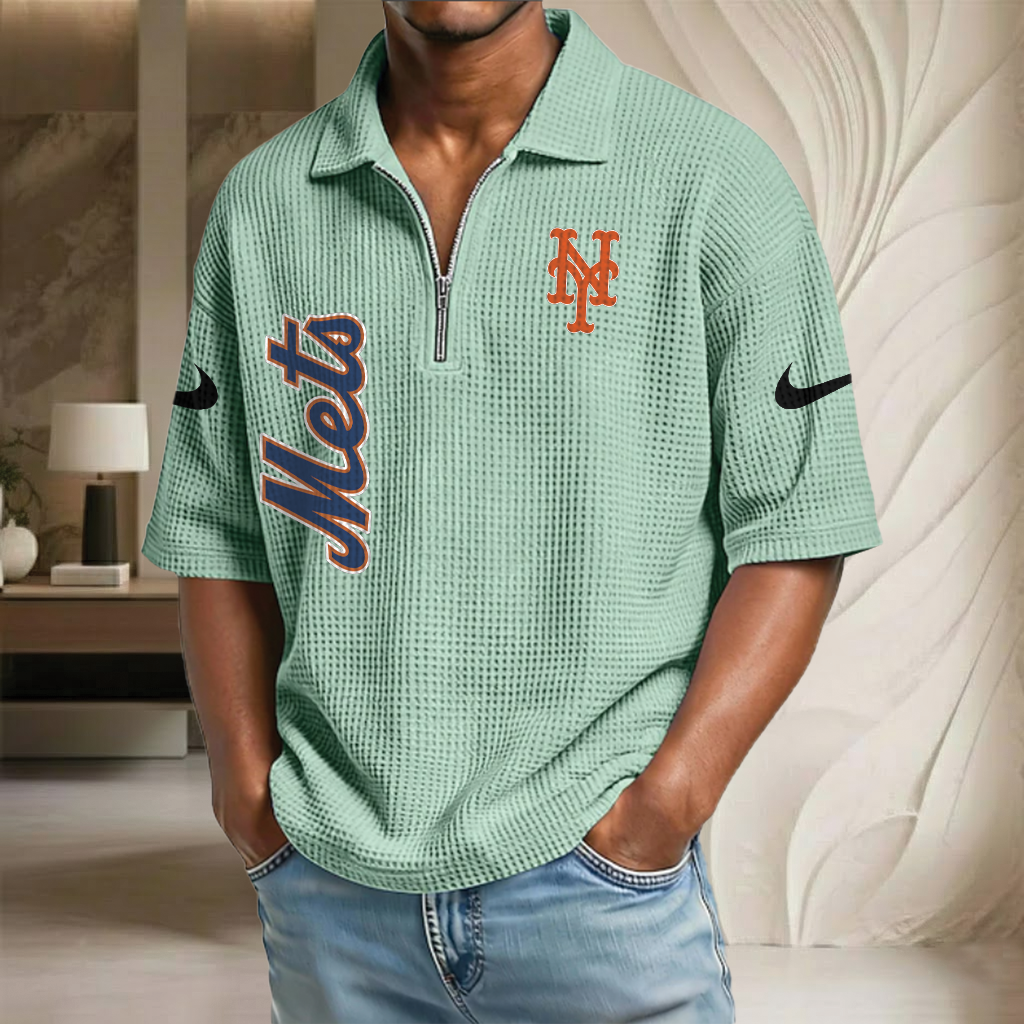 MLB x NYM Waffle Half-Zip Polo Shirt HLP 070326 HLPHUONG