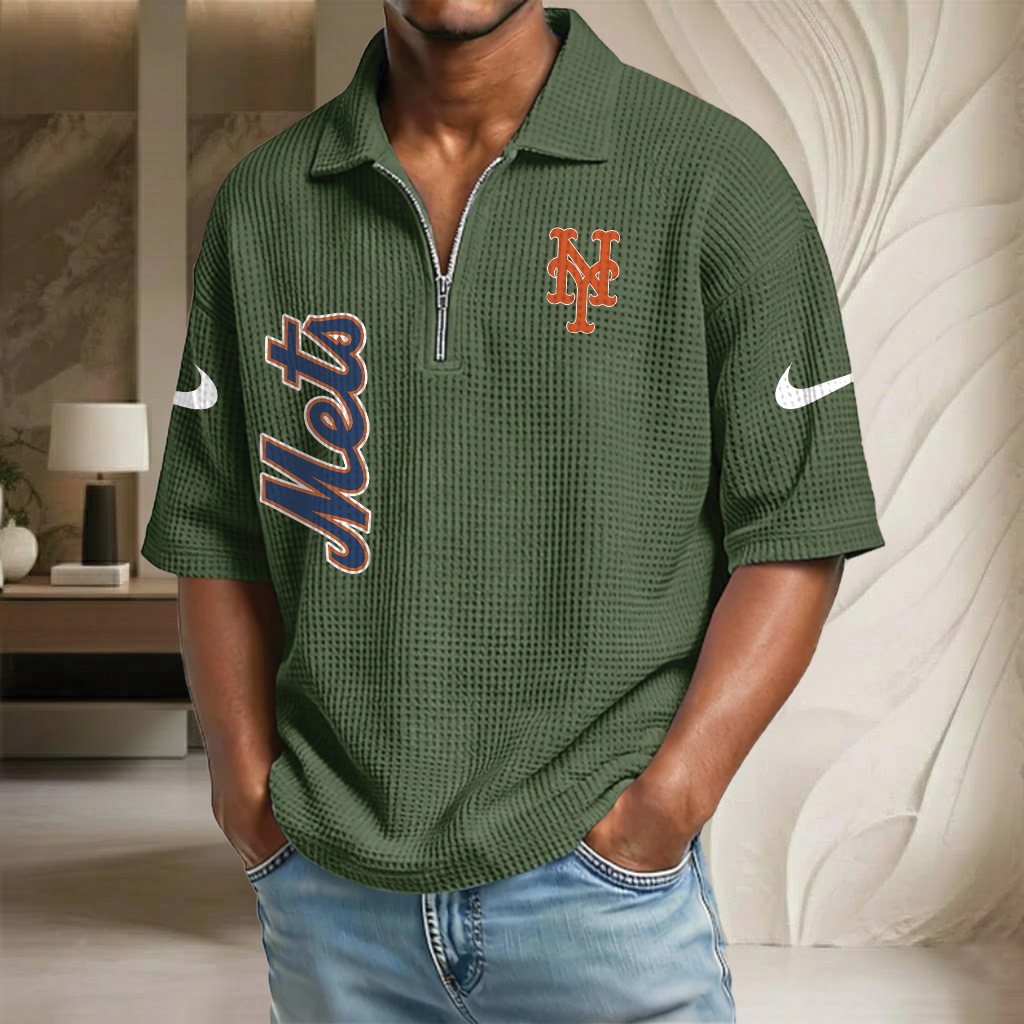 MLB x NYM Waffle Half-Zip Polo Shirt HLP 070326 HLPHUONG