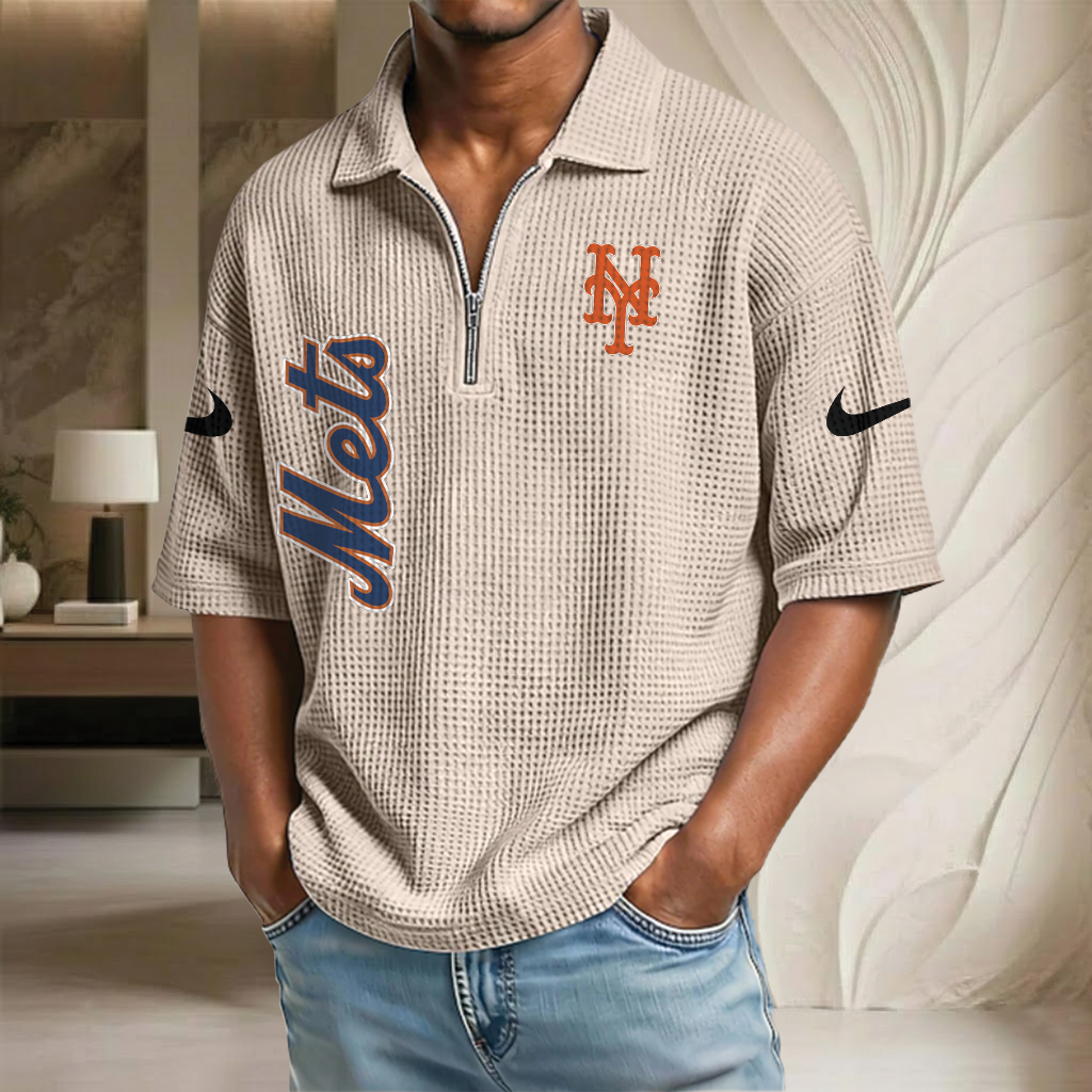 MLB x NYM Waffle Half-Zip Polo Shirt HLP 070326 HLPHUONG