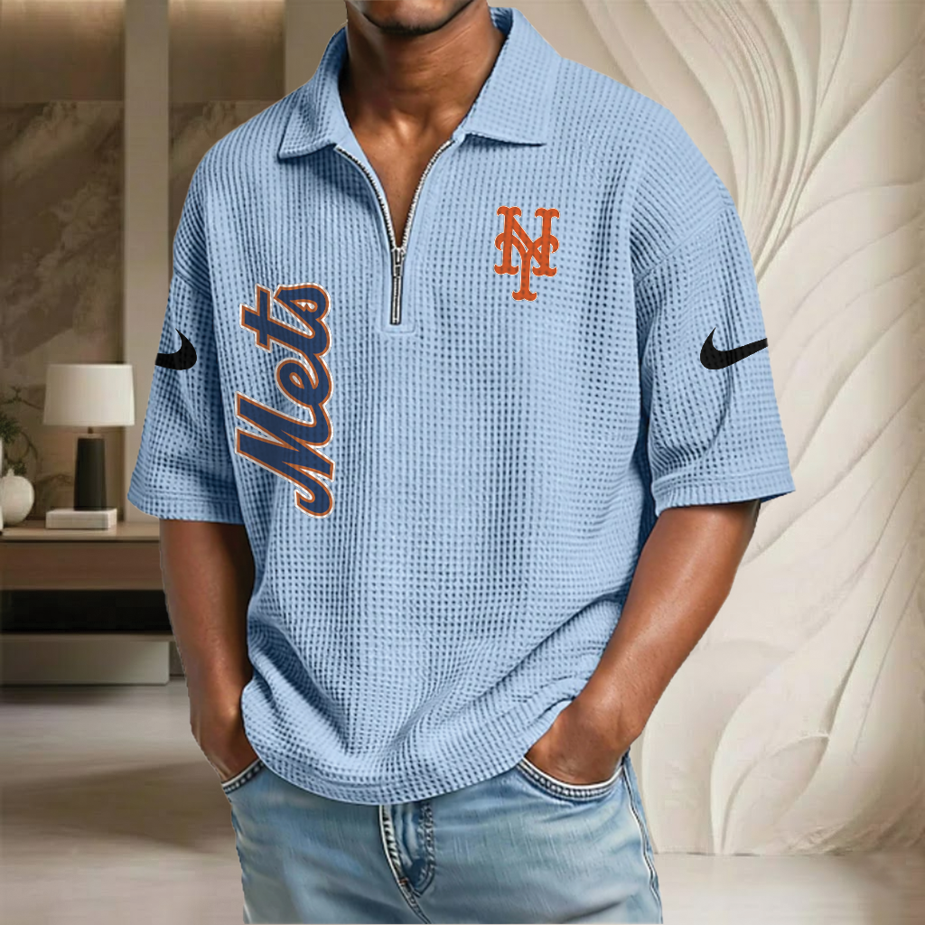MLB x NYM Waffle Half-Zip Polo Shirt HLP 070326 HLPHUONG