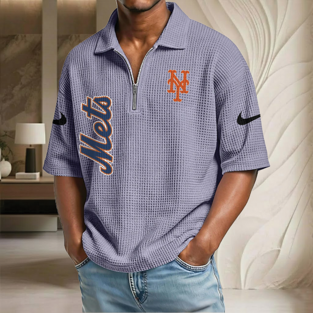 MLB x NYM Waffle Half-Zip Polo Shirt HLP 070326 HLPHUONG