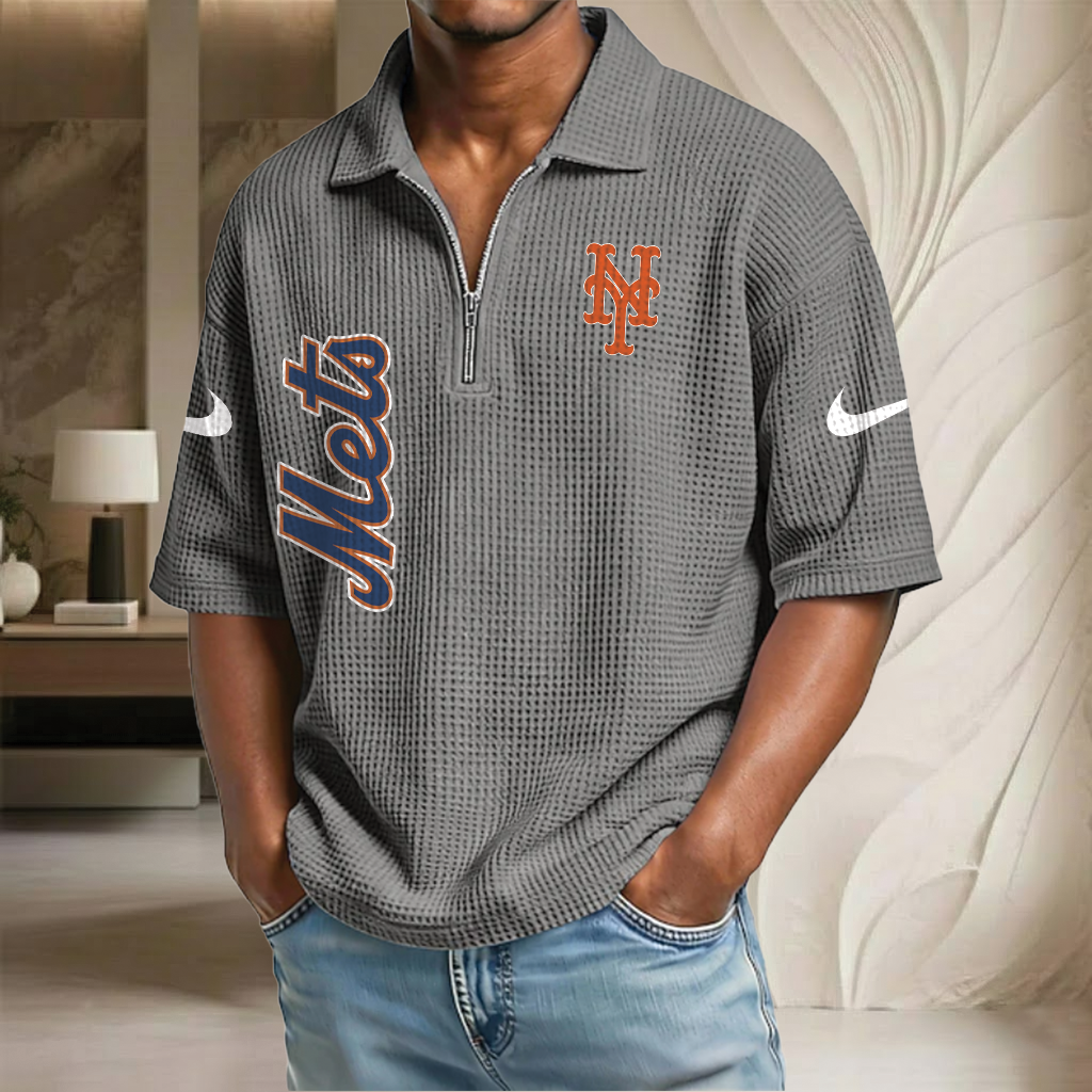 MLB x NYM Waffle Half-Zip Polo Shirt HLP 070326 HLPHUONG