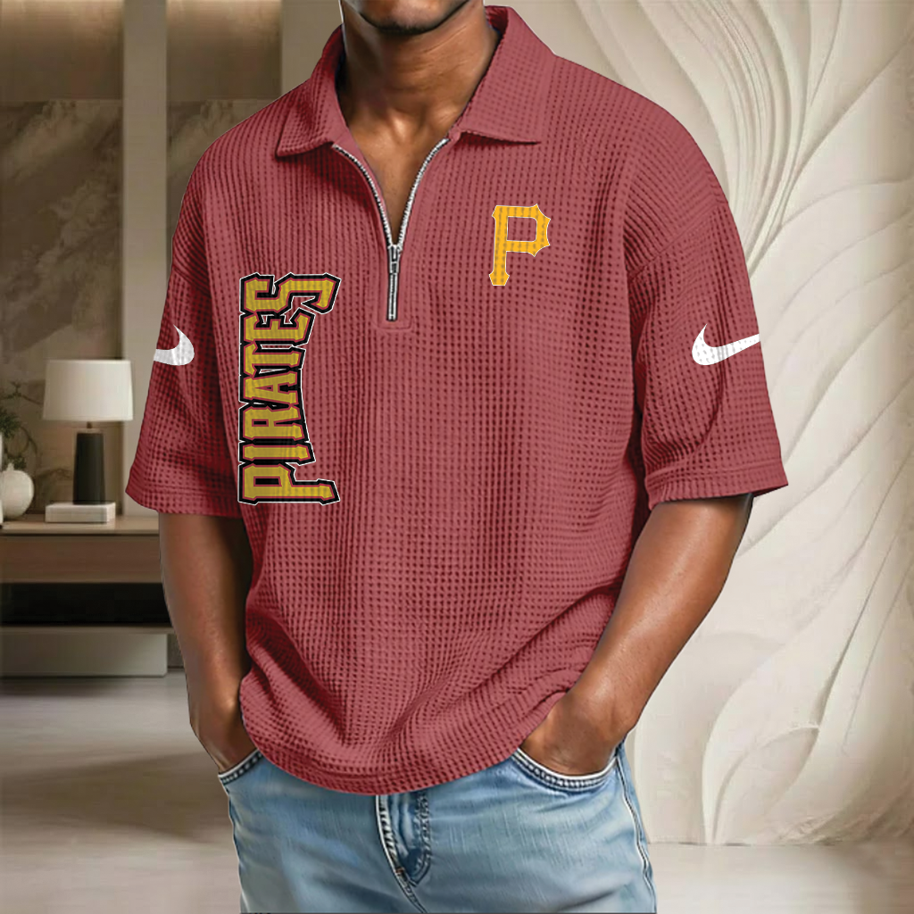 MLB x PIT Waffle Half-Zip Polo Shirt HLP 070326 HLPHUONG