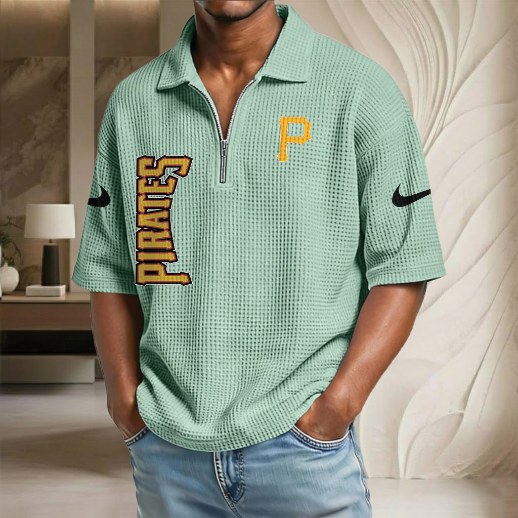 MLB x PIT Waffle Half-Zip Polo Shirt HLP 070326 HLPHUONG