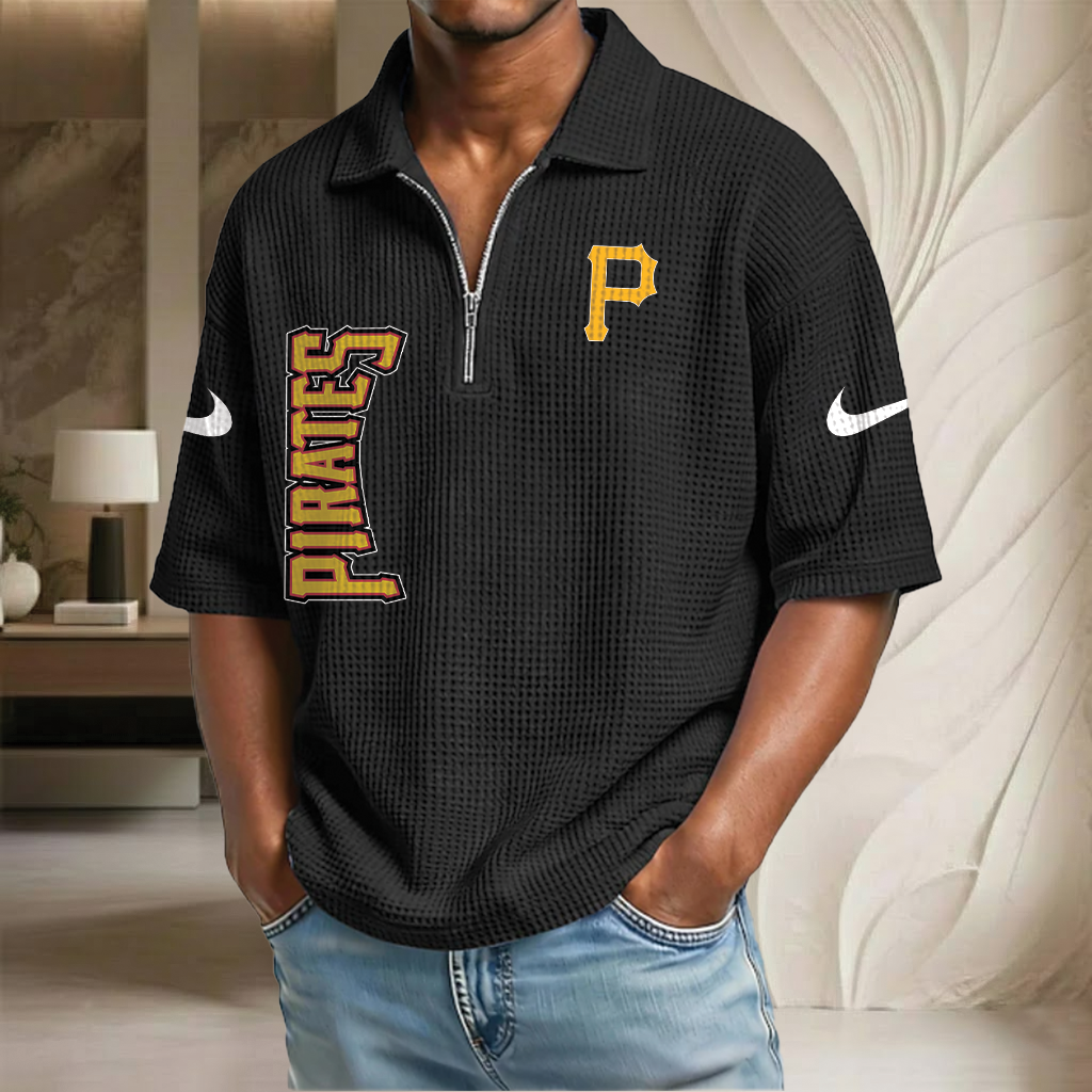 MLB x PIT Waffle Half-Zip Polo Shirt HLP 070326 HLPHUONG