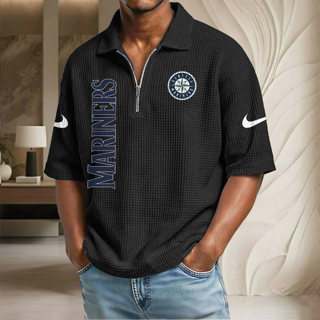 MLB x SM Waffle Half-Zip Polo Shirt HLP 070326 HLPHUONG