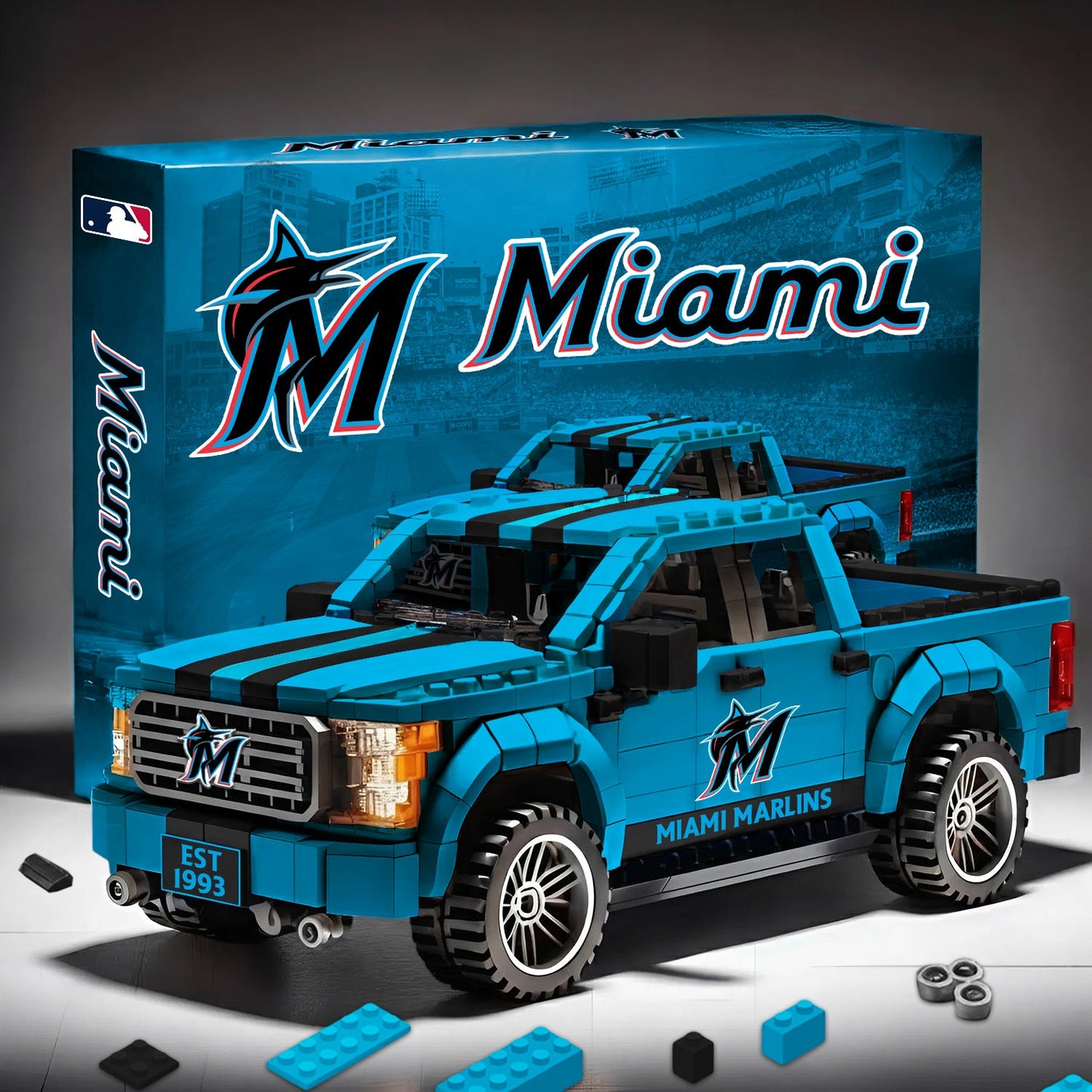 MLB 3D Racing Truck Model Building Block Set 0112 V1 NAK NHM