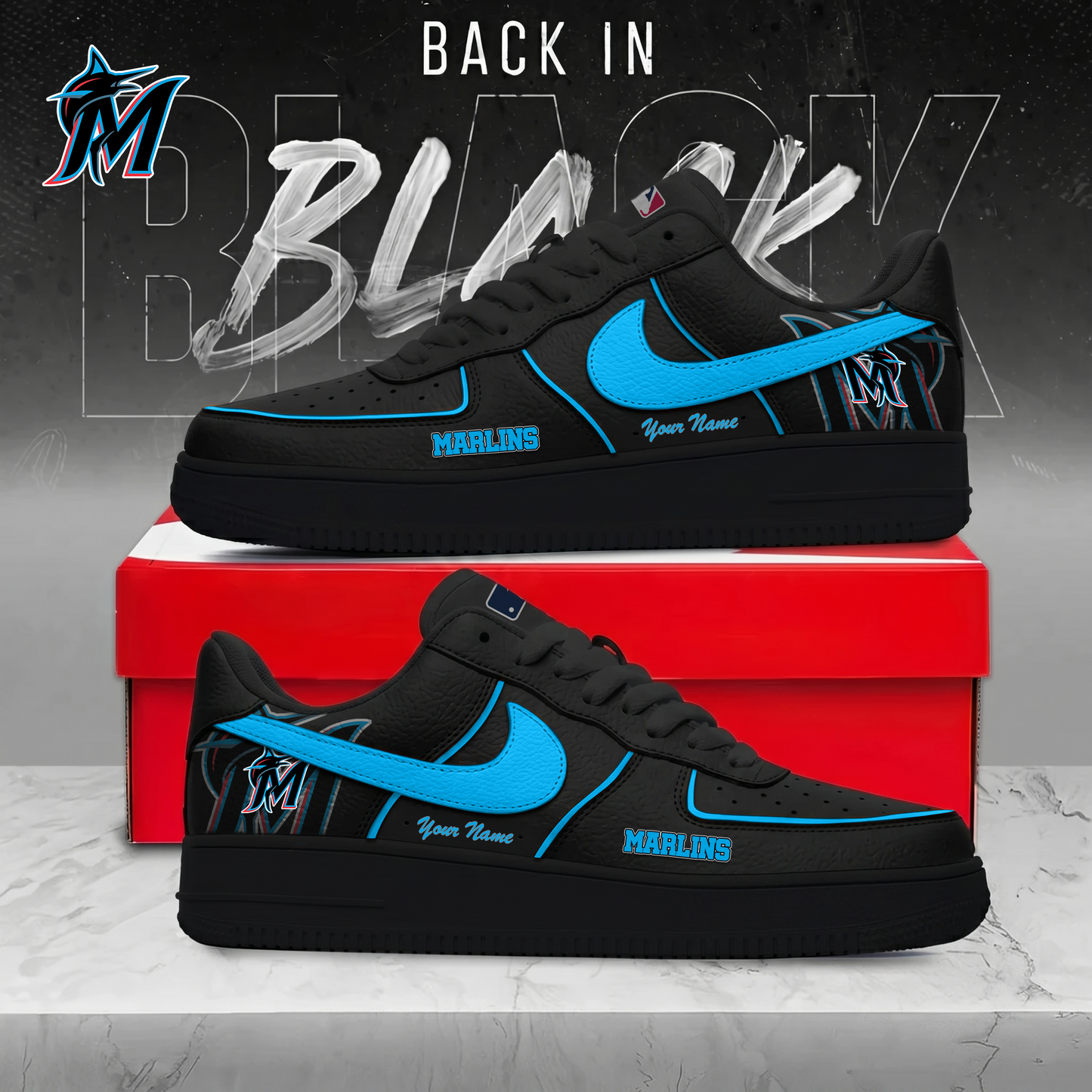 MM x MLB Back In Black AF1 Sneakers 270626
