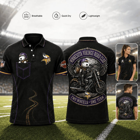 MV Premium NFL Snoopy Biker Game Day Polo Shirt 100626