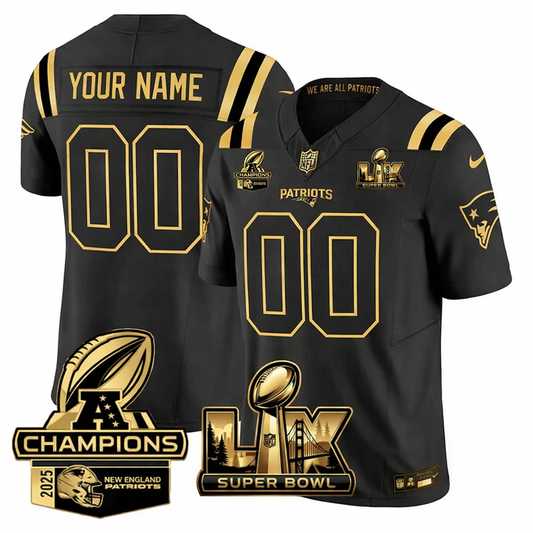 NE AFC Champs & S.B LX Patch Gold Vapor Jersey DDT  NTL