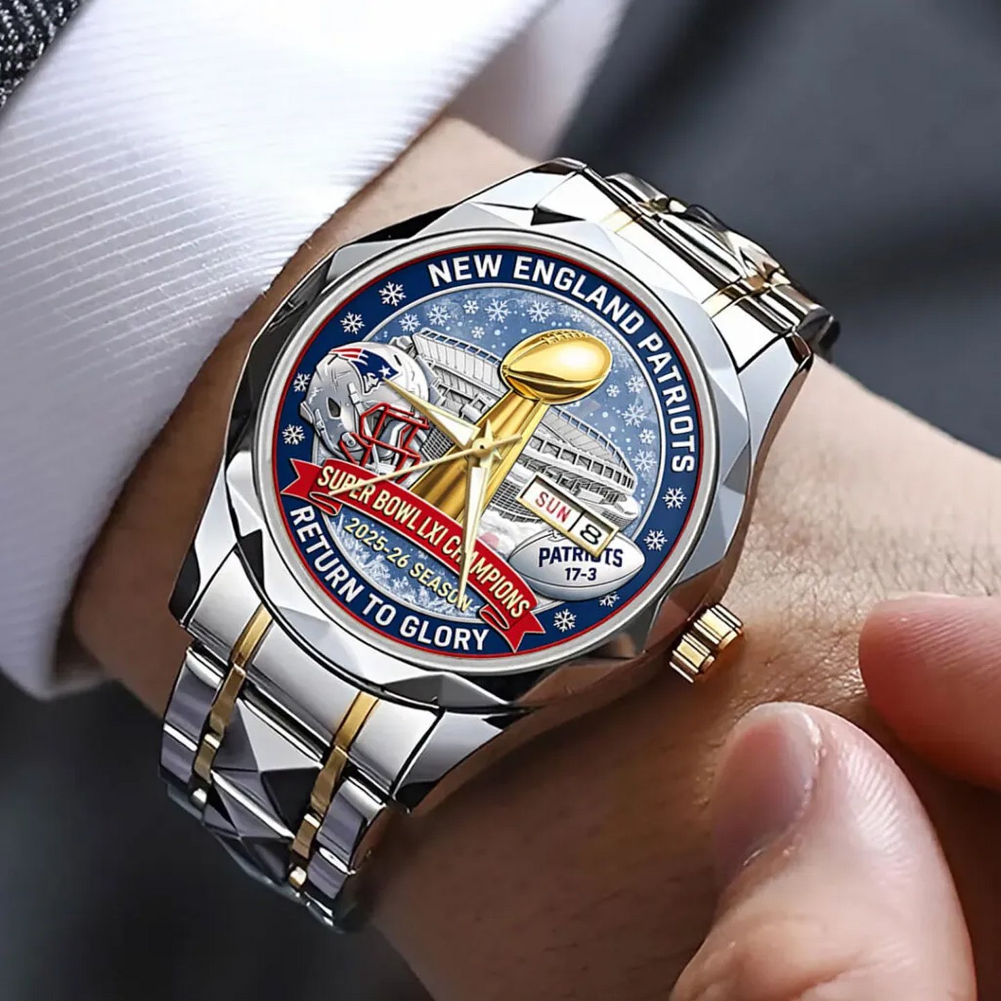 NE x NFL AFC Champions 2026 Alloy Luxury Quartz Watch V2DatND DVT