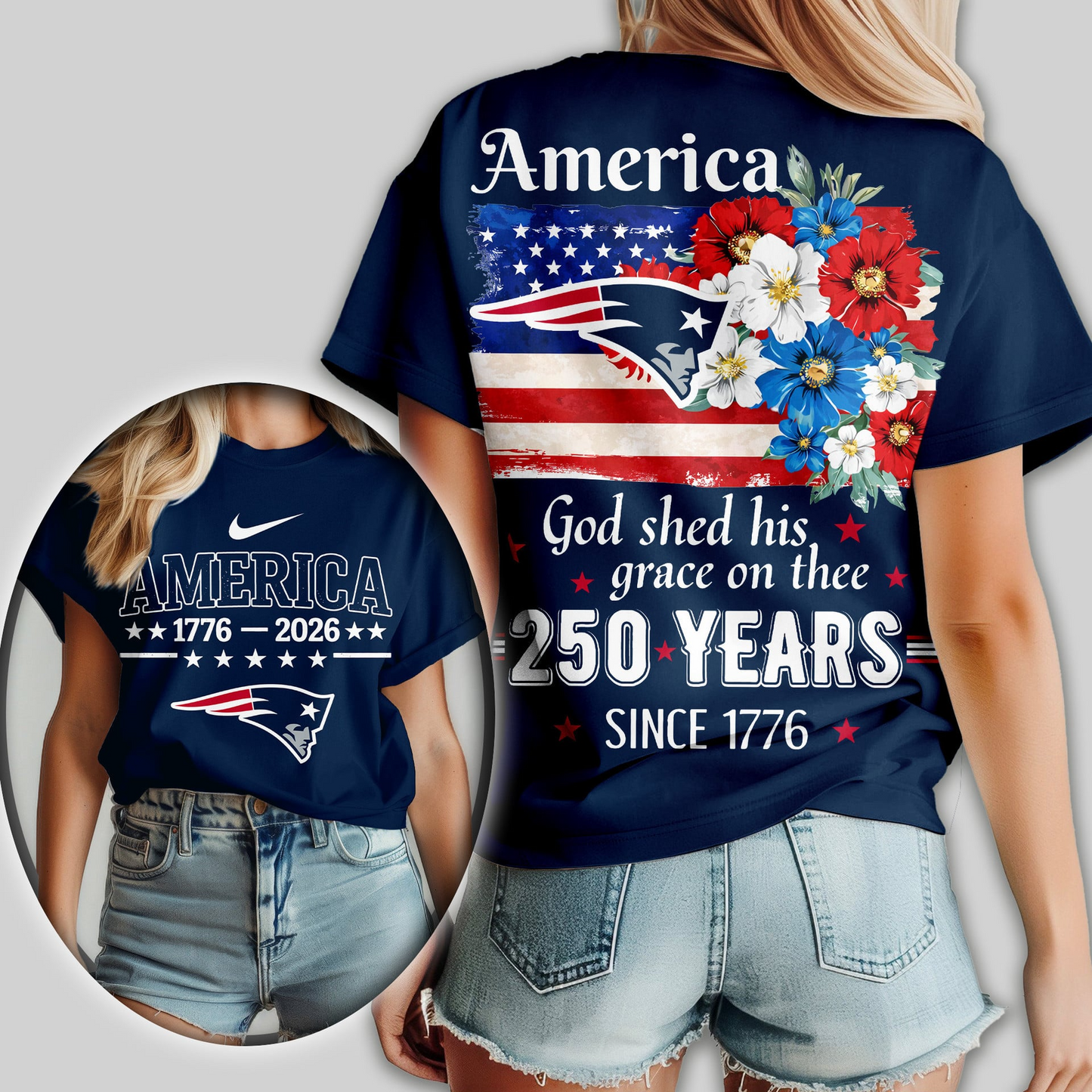 NEP Premium NFL America God Shed His Grace On Thee Women Shirt DDT  NTL