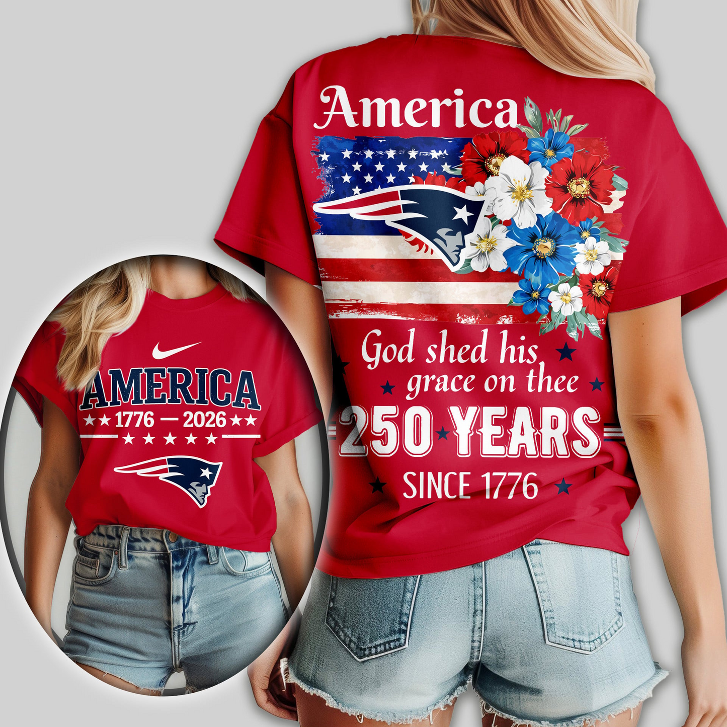 NEP Premium NFL America God Shed His Grace On Thee Women Shirt DDT  NTL