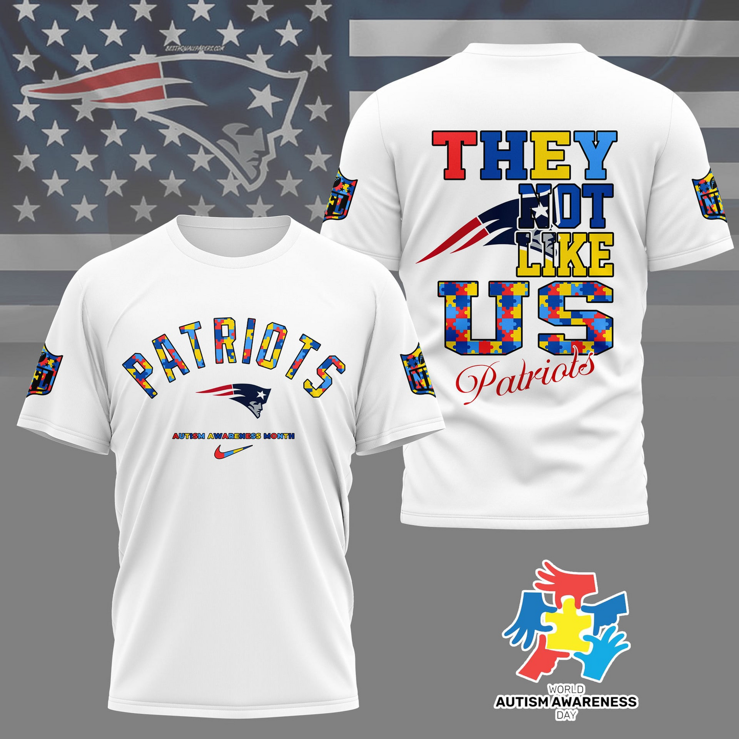 NEP Premium NFL Autism Awareness Month 3D Shirt DDT  NTL