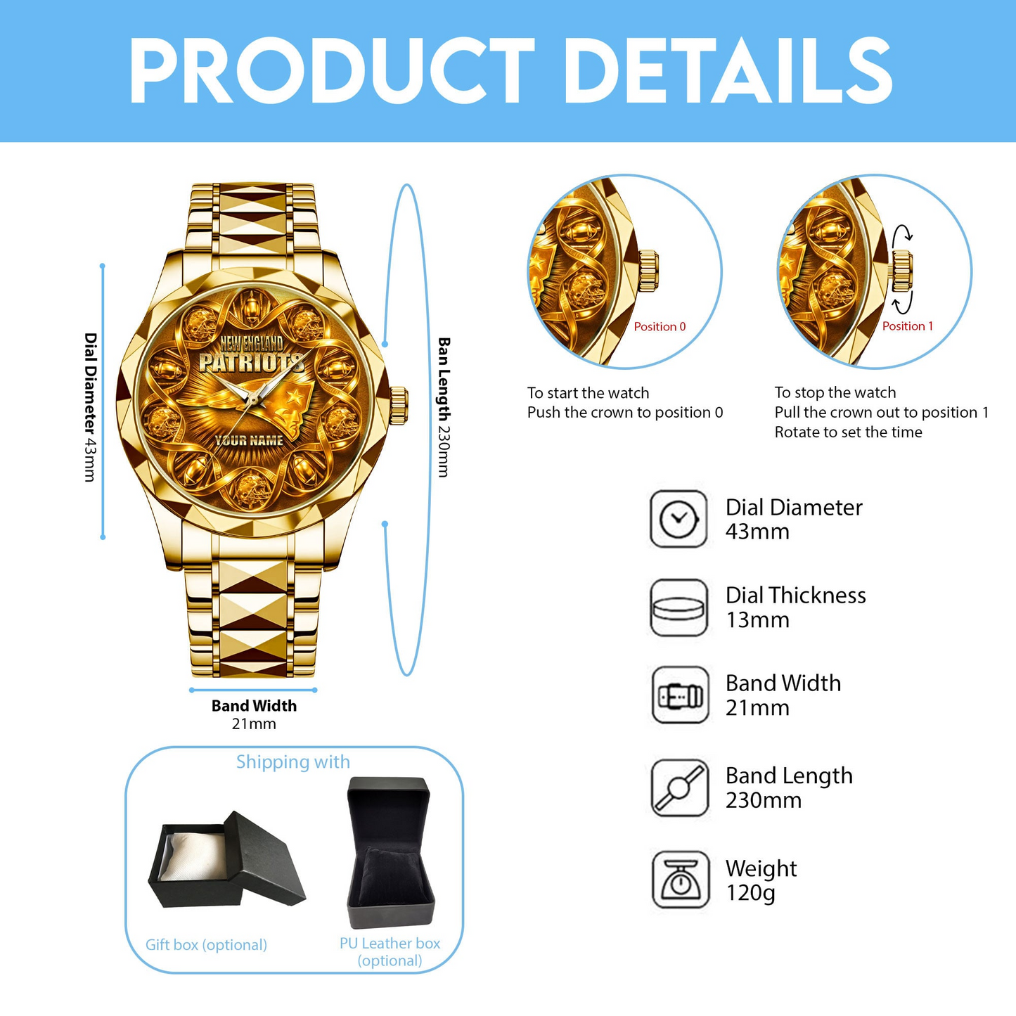 NEP Premium NFL It's In My DNA Stainless Steel Watch DDT  NTL