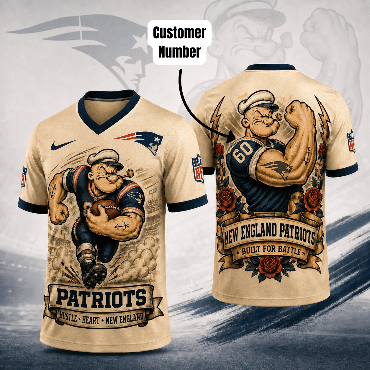 NEP Premium NFL Popeye Vintage Tattoo 3D T-Shirt DDT 050626 HLPHUONG